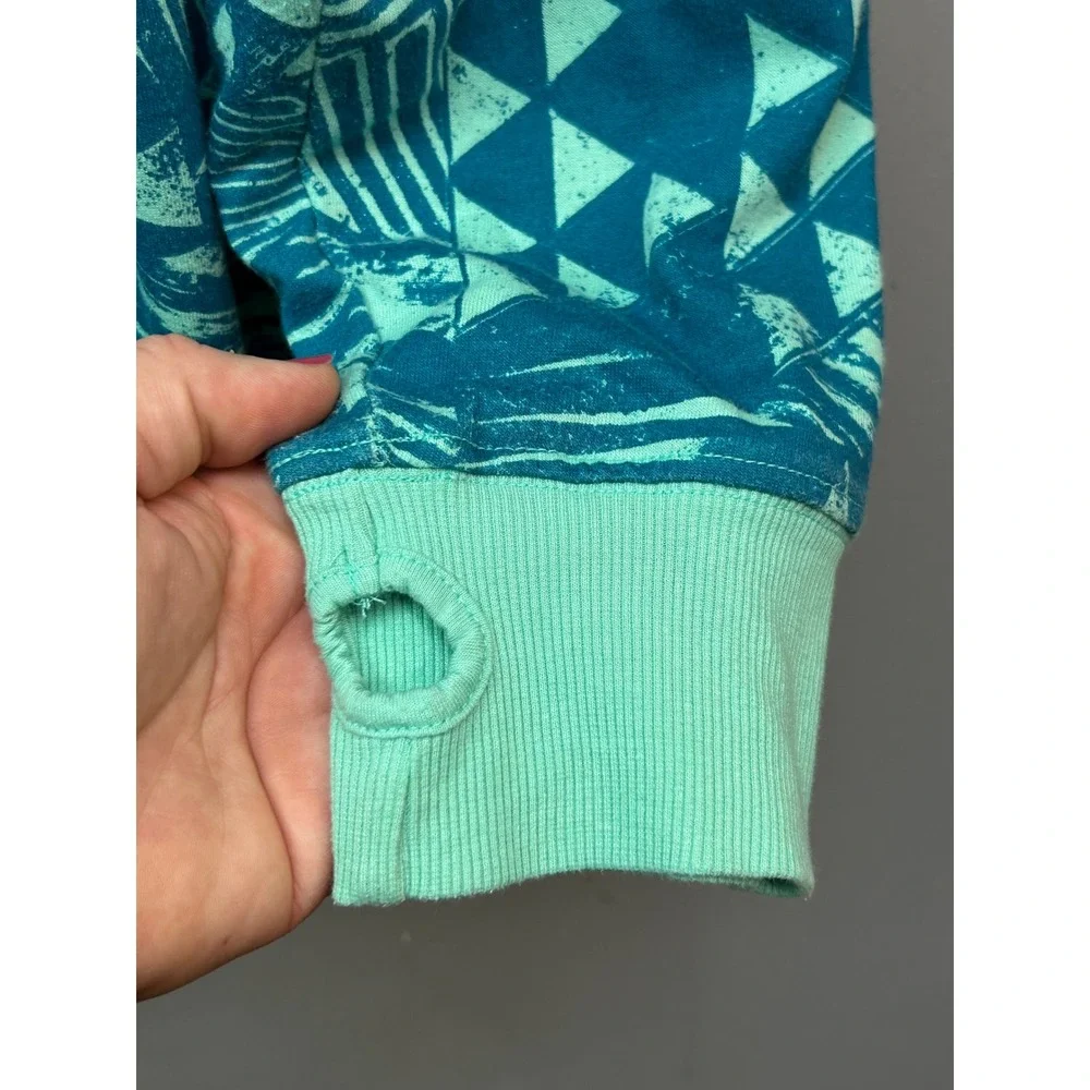 Hinano Tahiti Hoodie Mens Large Teal Mint Green Geo Tropical Print Pullover - Picture 9 of 10